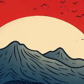 sky sunset moutain minimalist digital