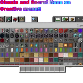 Cheats and secret items in the creative menu