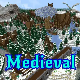 Medieval City in a Snow Plain