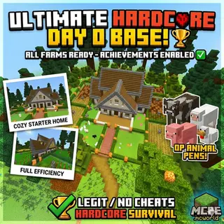 The ULTIMATE Day 0 Hardcore Survival Base! (Achievements ON ✅)