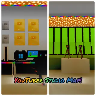 YouTuber Gaming Studio Map with Green Screen (Addon Studio) for Minecraft PE