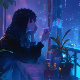 Animated Menu: Anime Girl Night View