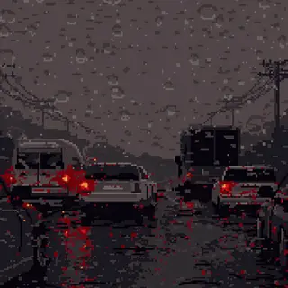Animated Menu: Rain In The Heavy Traffic Pixel