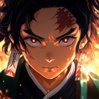 Animated Menu: Tanjiro Kamado With Flames