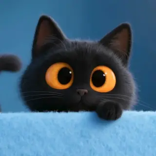 Animated Menu: Adorable Black Kitten With Big Amber Eyes