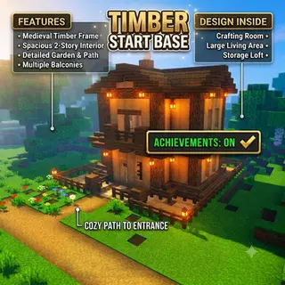 Cozy Timber-Frame Medieval House [Achievement Friendly]