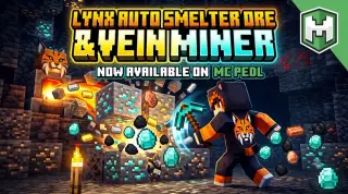 Lynx Simple Auto Ore Smelter and Vein Miner Add-on for Minecraft