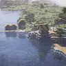 Panorama ocean and village