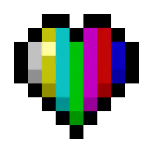 TV Test Pattern Themed Hearts (7-Color Vertical)