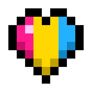 Pansexual Pride Flag Hearts (Tricolor Vertical)