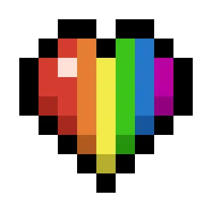 Pride Flag (Bright Rainbow) Hearts (6-Color Vertical)