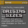 Origins Player Sizes