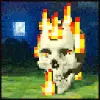 Rotating Skull on Fire Painting