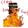 crash by fire hurt